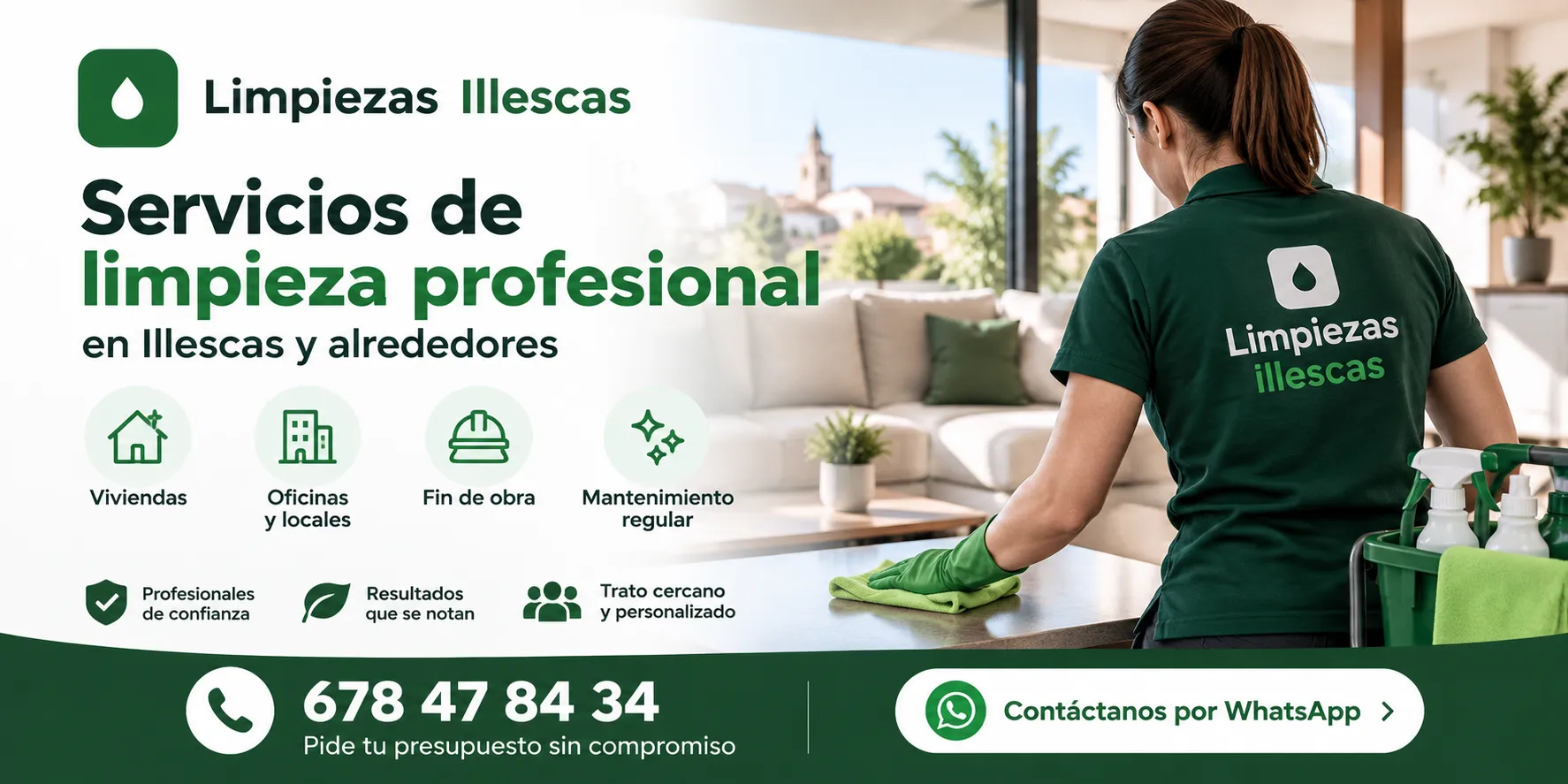 Limpiezas Illescas, servicios profesionales de limpieza de viviendas, oficinas, locales y fin de obra en Illescas y alrededores