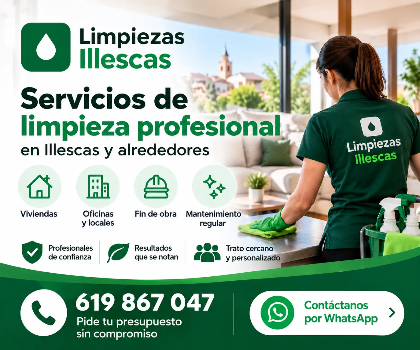 Limpiezas Illescas, servicios profesionales de limpieza de viviendas, oficinas, locales y fin de obra en Illescas y alrededores