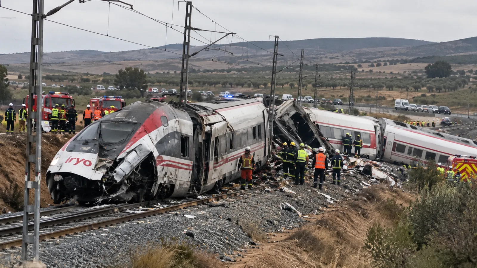 Accidente ferroviario entre dos trenes de alta velocidad de Renfe e Iryo en las proximidades de Urda, Toledo.
