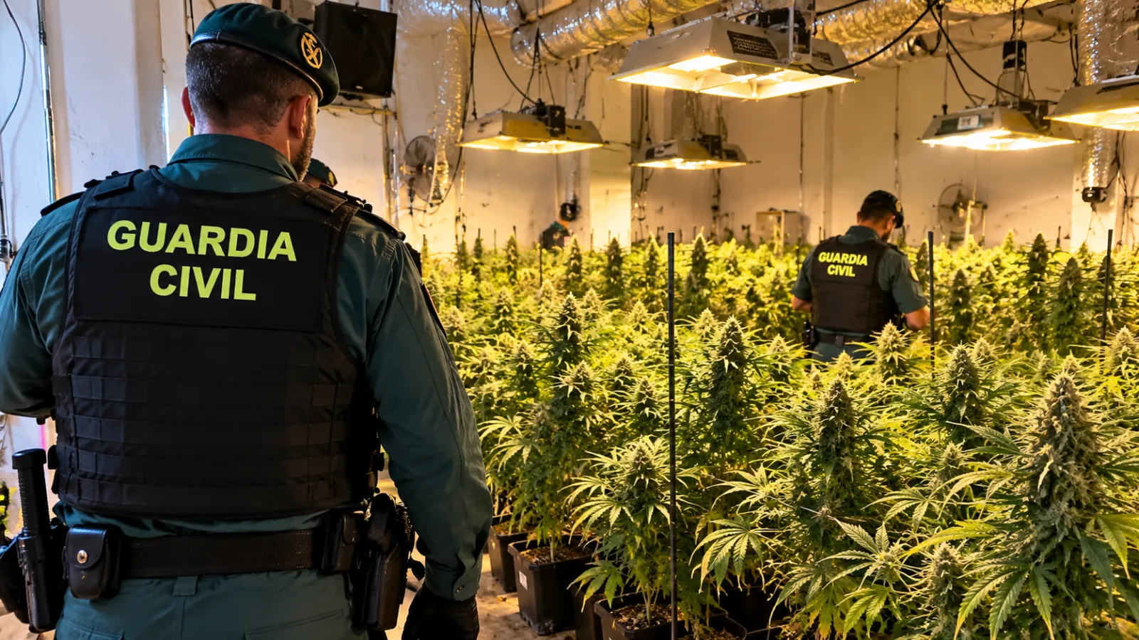 Operación contra el cultivo de marihuana de la Guardia Civil en Numancia de la Sagra, Toledo.
